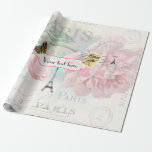 Paris Bröllop Vintage Shabby-Chic Rosa ros Anpassn Presentpapper<br><div class="desc">Redot för Paris Tema Bröllopsfest Pack som ska anpassas till dina händelsespecifikationer. Se fullt med matchande produkter i den här exklusiven och mer här... </div>
