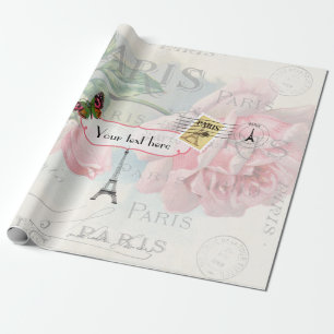 Paris Bröllop Vintage Shabby-Chic Rosa ros Anpassn Presentpapper