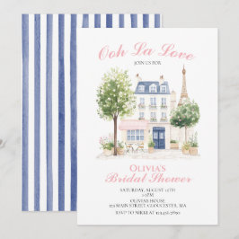Paris Bröllopsdusch Parisian Café Inbjudningar