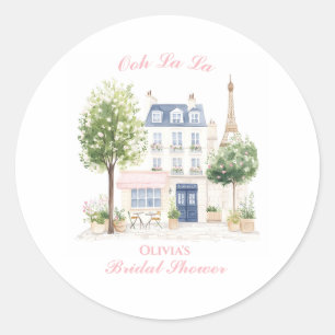 Paris Bröllopsdusch Parisian Café Runt Klistermärke
