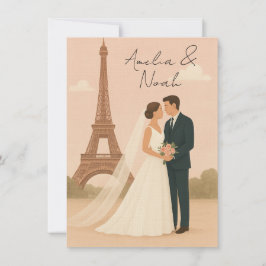 Paris bröllopsinbjudan | Elegant Eiffeltorn Inbjudningar