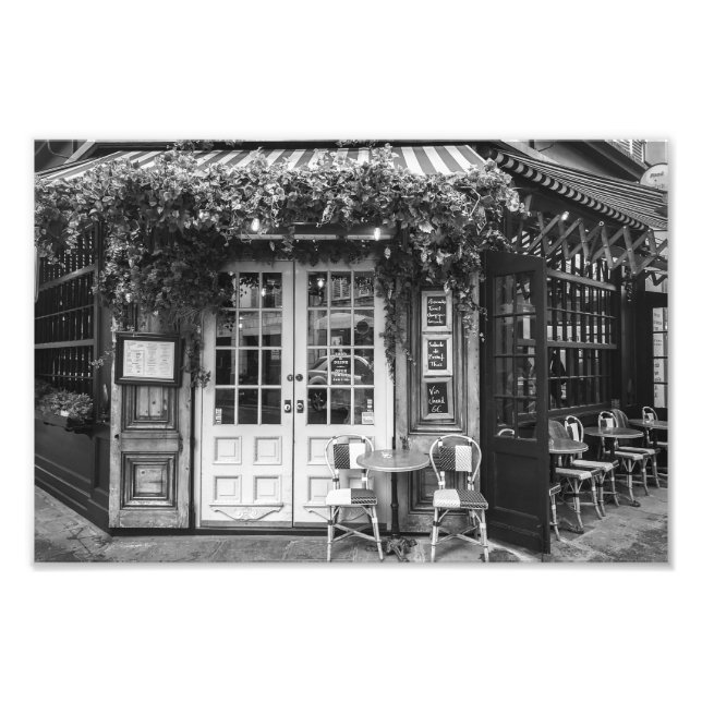 Paris Cafe - Black and White - Fototryck (Framsidan)