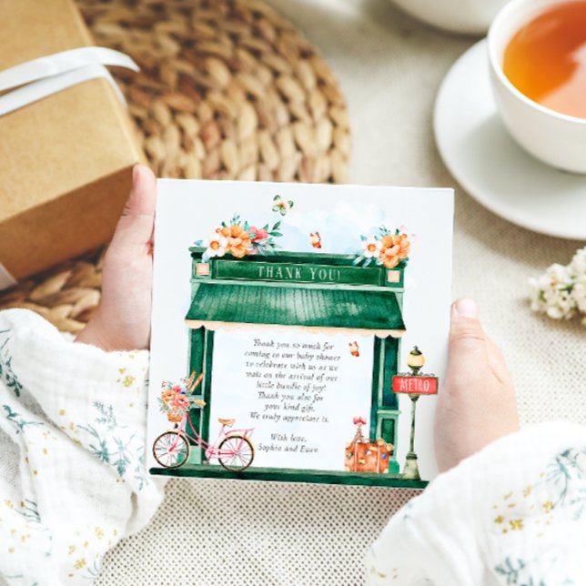 Paris Café Boulangerie Akvarell Baby Shower Tha Tack Kort (Skapare uppladdad)