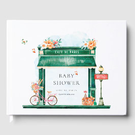 Paris Cafe Boulangerie Watercolor Baby Shower Gästböcker