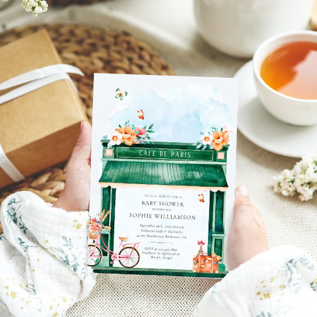 Paris Cafe Boulangerie Watercolor Baby Shower Inbjudningar (Skapare uppladdad)