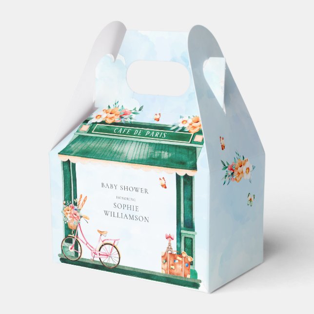 Paris Cafe Boulangerie Watercolor Favor Box Presentaskar (Framsidan Sidan)
