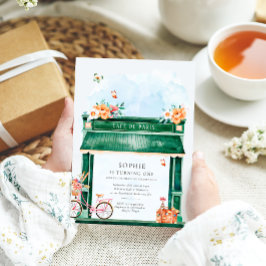 Paris Cafe Boulangerie Watercolor Födelsedagsfest Inbjudningar