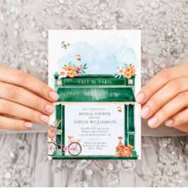 Paris Cafe Boulangerie Watercolor Möhippa Inbjudningar