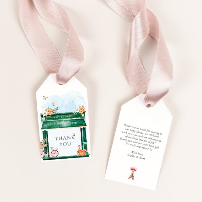 Paris Cafe Boulangerie Watercolor Tack Presentetikett (Skapare uppladdad)
