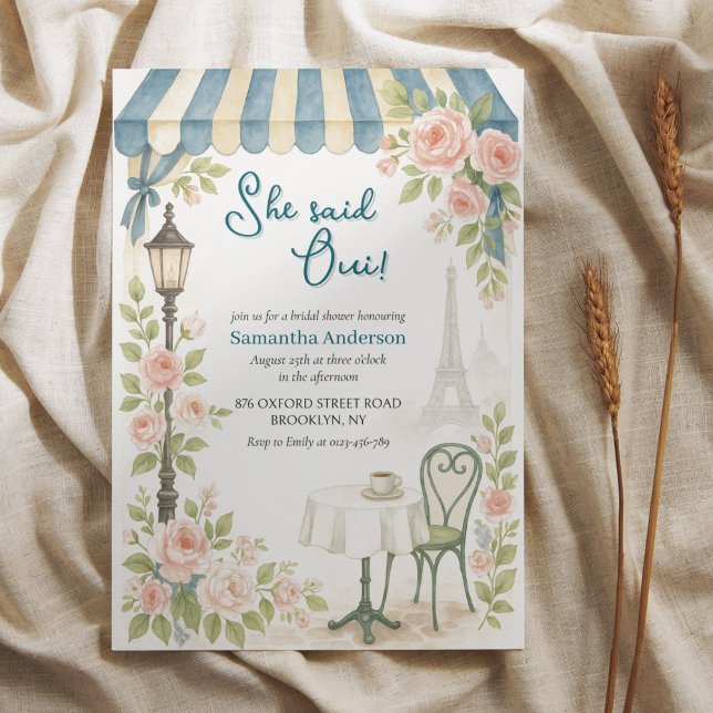 Paris Cafe Hon sa Oui Möhippa Inbjudningar (Skapare uppladdad)