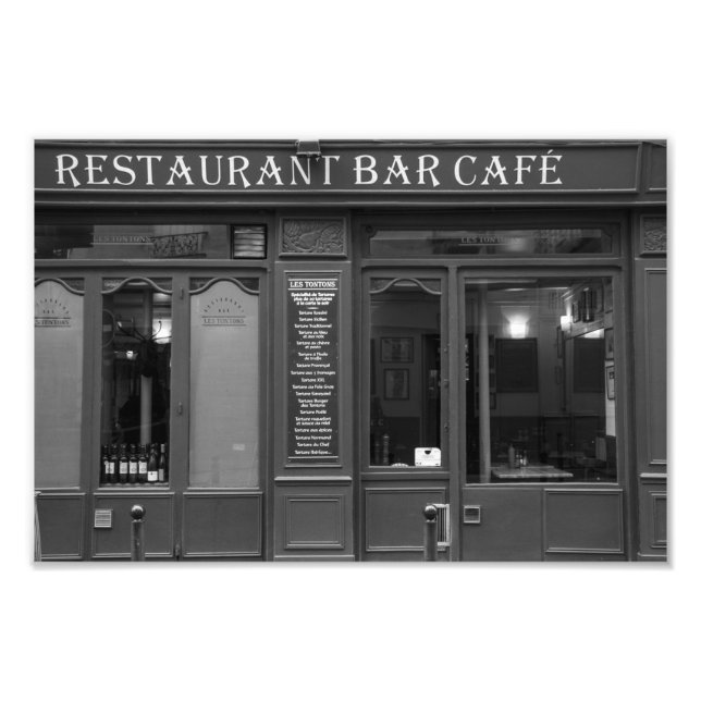 Paris Cafe - Les Tontons - Black and White - Fototryck (Framsidan)