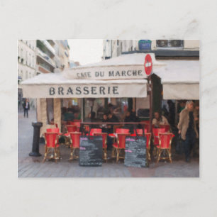 Paris Cafe Postcard - Paris, Frankrike Vykort