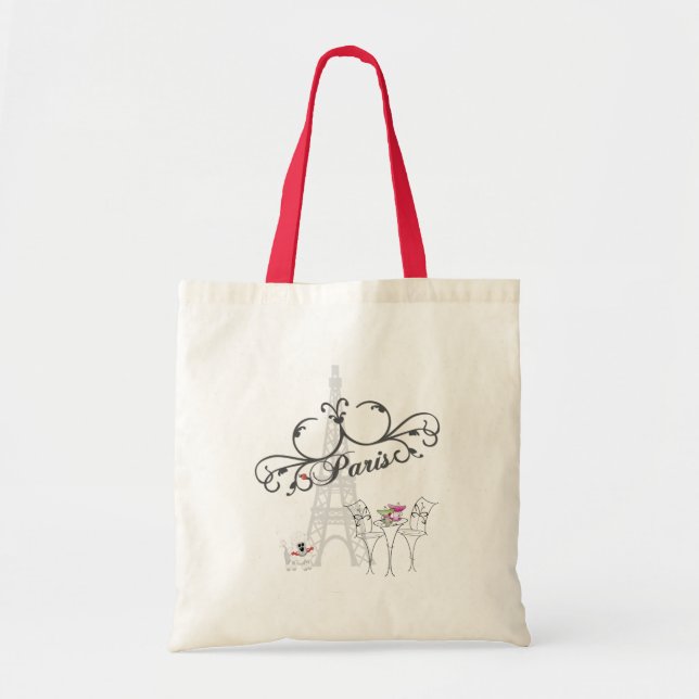 Paris Cafe Tote Bag Tygkasse (Framsidan)