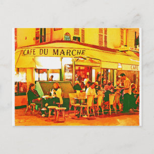 Paris Cafe Vatten Färg Vykort