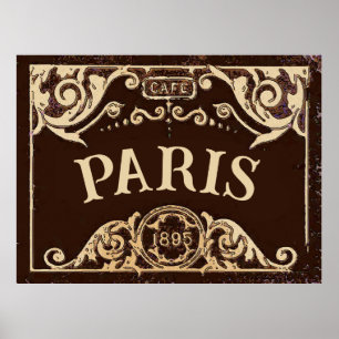 PARIS Cafe-Vintage Poster