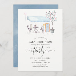 Paris Cafe Watercolor 30års födelsedag Party Inbjudningar