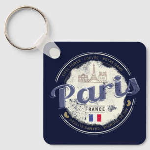 Paris Capital Frankrike Eiffel Torn Vintage Souven Nyckelring