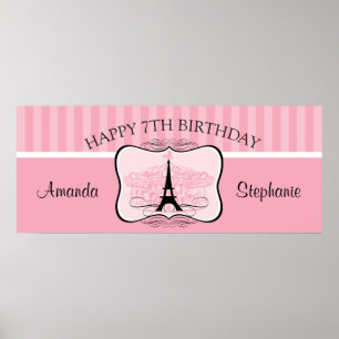 Paris Carousel 7:e Birthday Banner Poster
