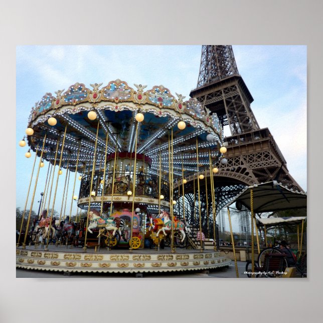 Paris Carousel (& Eiffel Torn) Poster (Framsidan)
