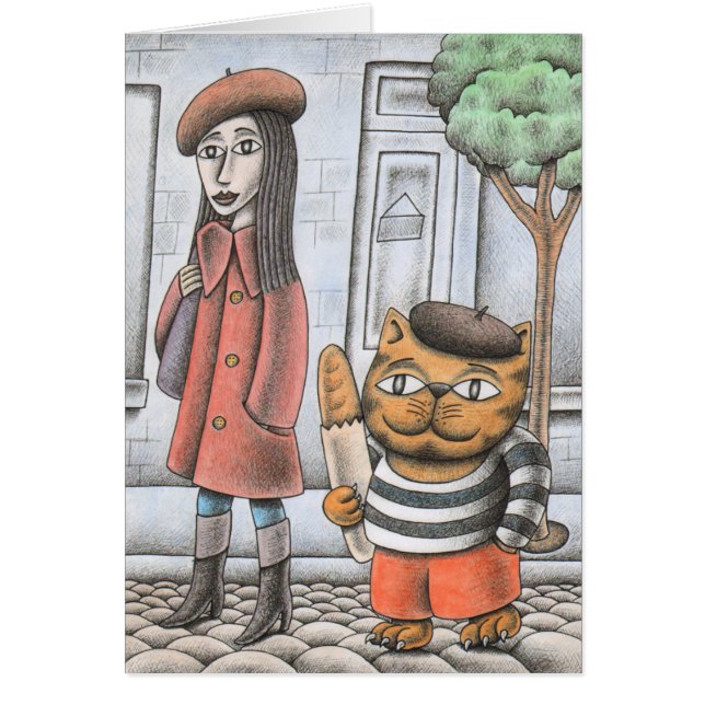 "Paris Cat Hälsningskort (Framsidan)