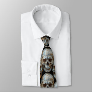 Paris Catacombs stacks Döskallar Halloween Neck Ti Slips