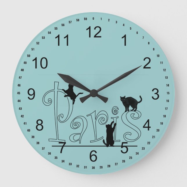 Paris Cats Stor Klocka (Framsida)