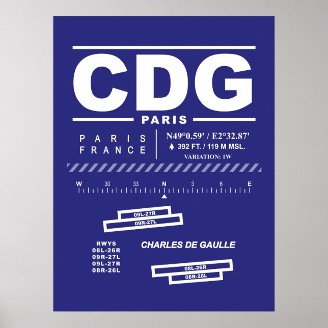 Paris Charles De Gaulle Airport CDG Poster (Framsidan)
