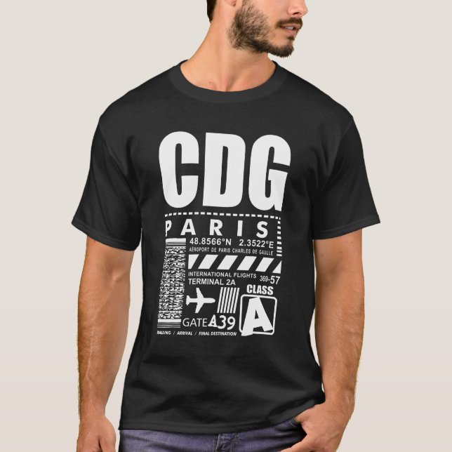 Paris Charles de Gaulle Airport CDG T Shirt (Framsida)
