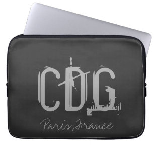 Paris Charles de Gaulle Airport Typography Laptop Fodral