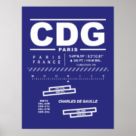 Paris Charles De Gaulle flygplats CDG Poster