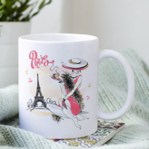 Paris Chic Modern Fashionable Woman Kaffemugg