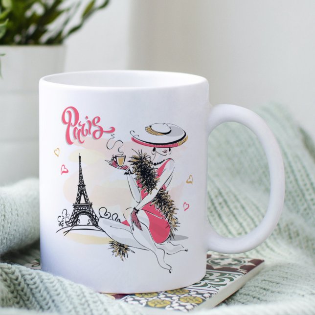 Paris Chic Modern Fashionable Woman Kaffemugg (Skapare uppladdad)