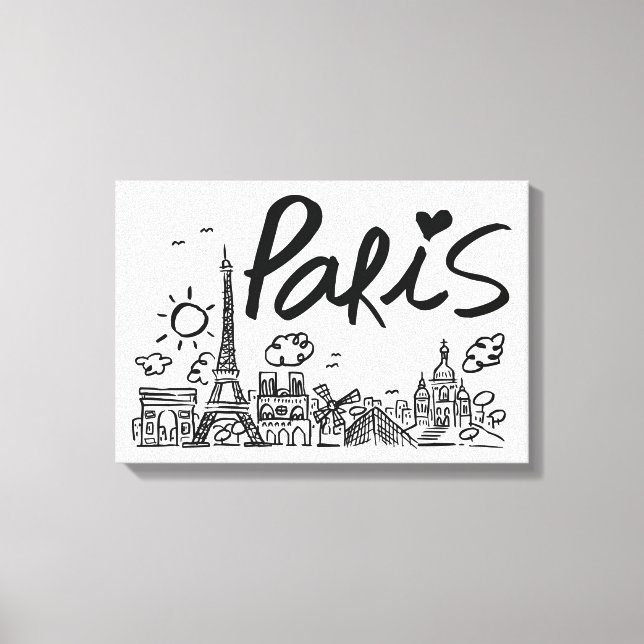 Paris City Doodle Canvastryck (Framsida)