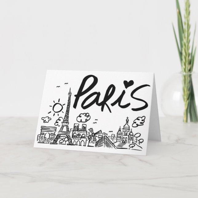 Paris City Doodle Kort (Framsida)