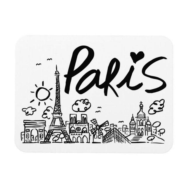 Paris City Doodle Magnet (Horisontell)