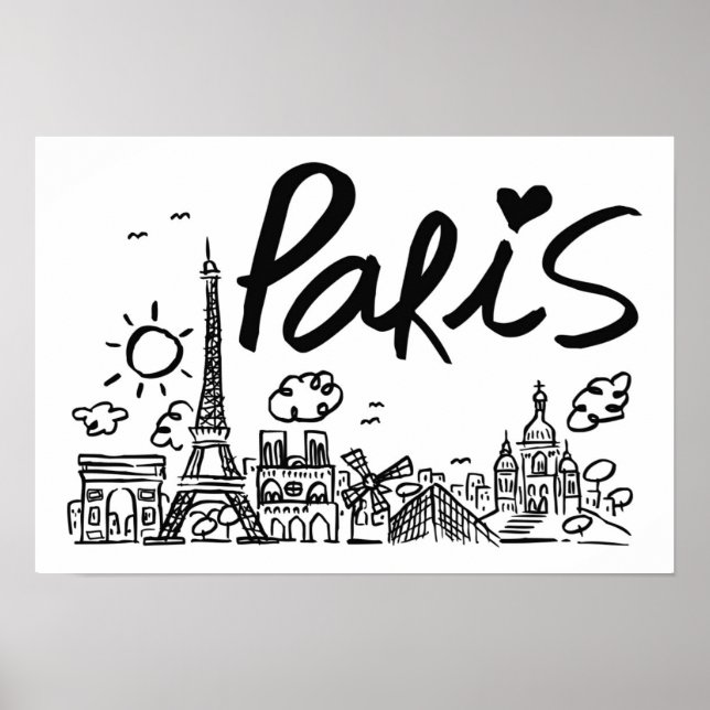 Paris City Doodle Poster (Framsidan)