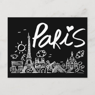 Paris City Doodle Vykort