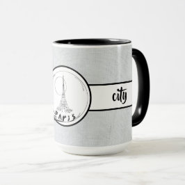 Paris City Elegant linen Ringer 15oz Mugg