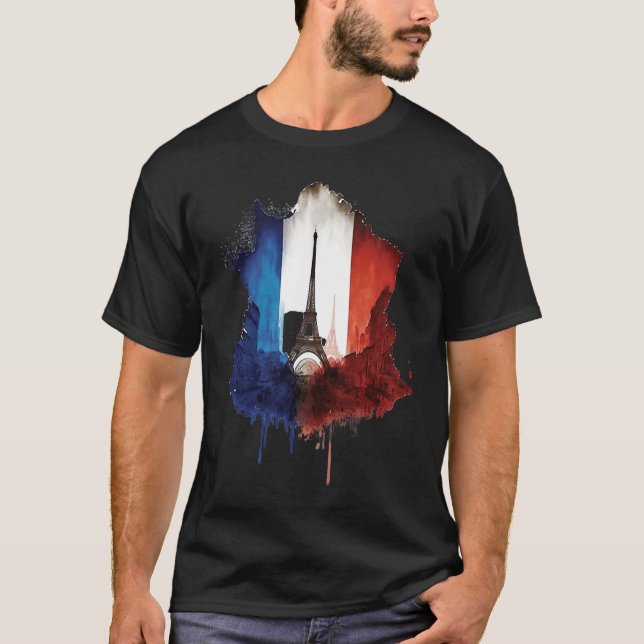 Paris City Illustration With Eiffel Tower French F T Shirt (Framsida)