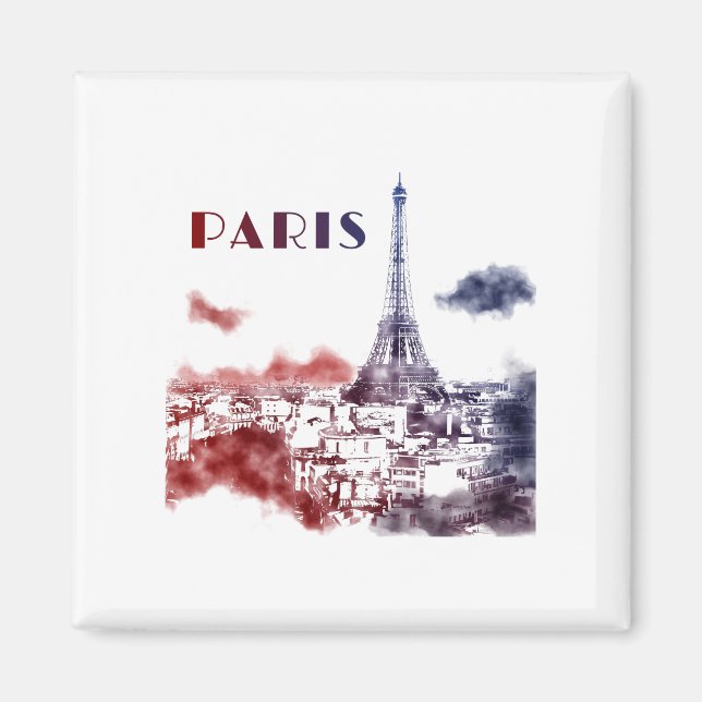 Paris City Skyline Eifel Torn Travel Frankrike Magnet (Framsidan)