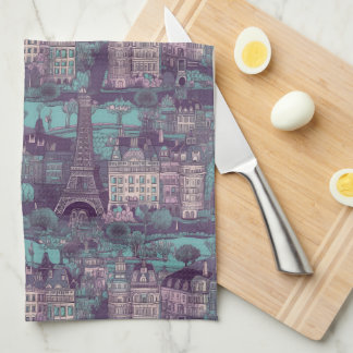 Paris Cityscape i vattenbrukets vintage Kökshandduk