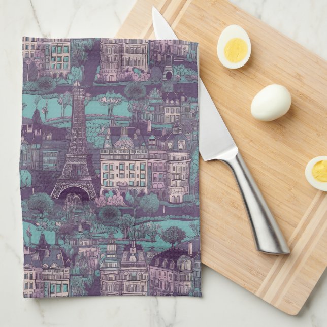 Paris Cityscape i vattenbrukets vintage Kökshandduk (Vikt i Fjärdedel)