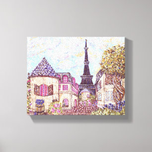 Paris Cityscape pointillsim canvas Kristie Hubler