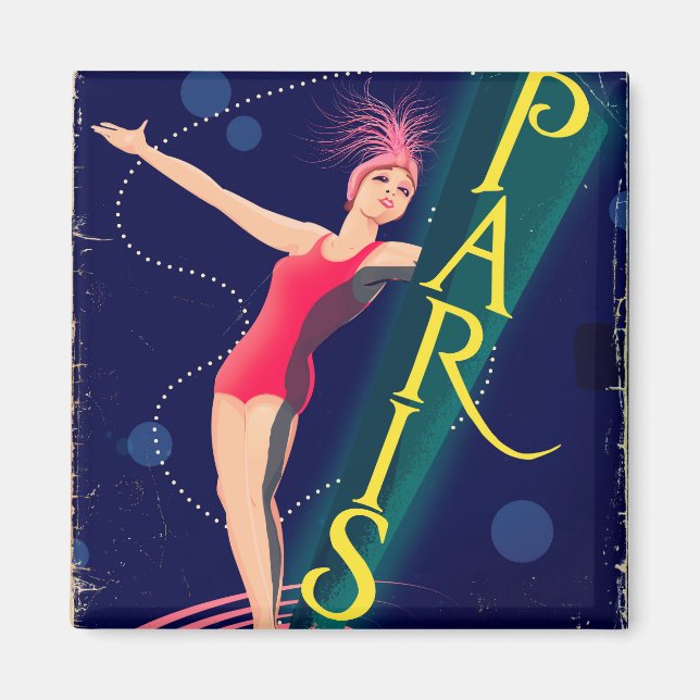 Paris Club vintage reseaffisch Magnet (Framsidan)