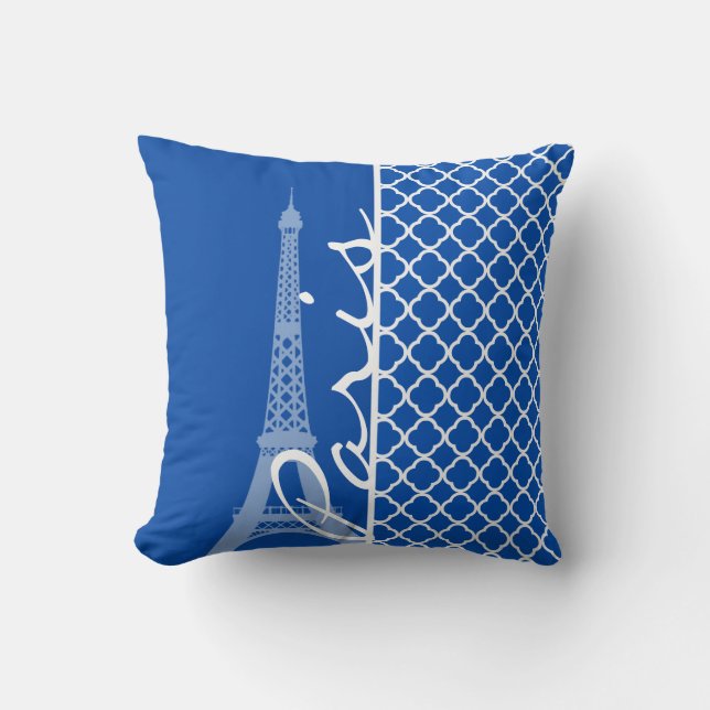 Paris, Cobalt Blue Quatrefoil Kudde (Framsida)