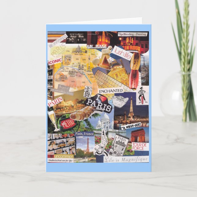 Paris Collage Notecard Kort (Framsida)