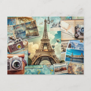 Paris Collage Postcard Vykort