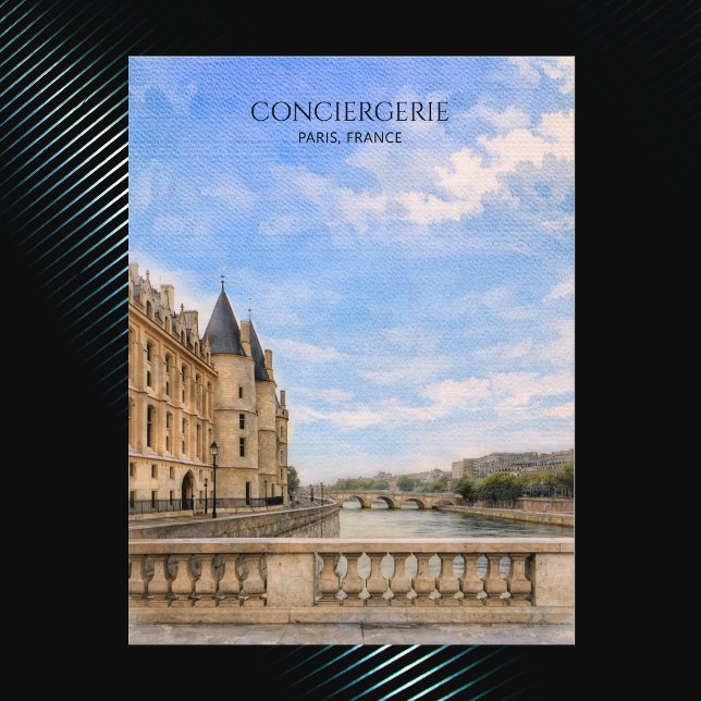 Paris Conciergerie Akvarell Gotisk Arkitektur Helg Vykort (Paris Conciergerie Watercolor Gothic Architecture Holiday Postcard)