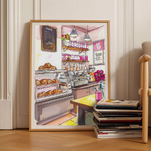 Paris Croissant Utskrift Frukost Utskrift Kök Poster