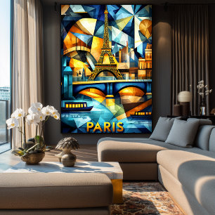 Paris Cubist Dreams - Modern Geometric City Poster